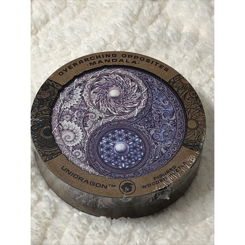 New Unidragon Overarching Opposites Mandala Medium Wooden Puzzle Round 200 pcs
